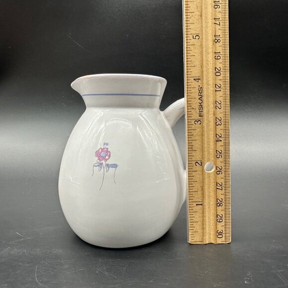 Vintage Dieulefit France PHP Art Pottery Creamer Pitcher Purple Floral Cottage - Picture 10 of 10